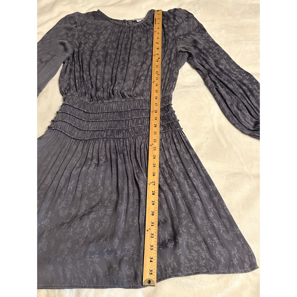 Current Air Los Angeles Smocked Waist Floral Jacquard Dress Grey Womens M - Picture 15 of 16